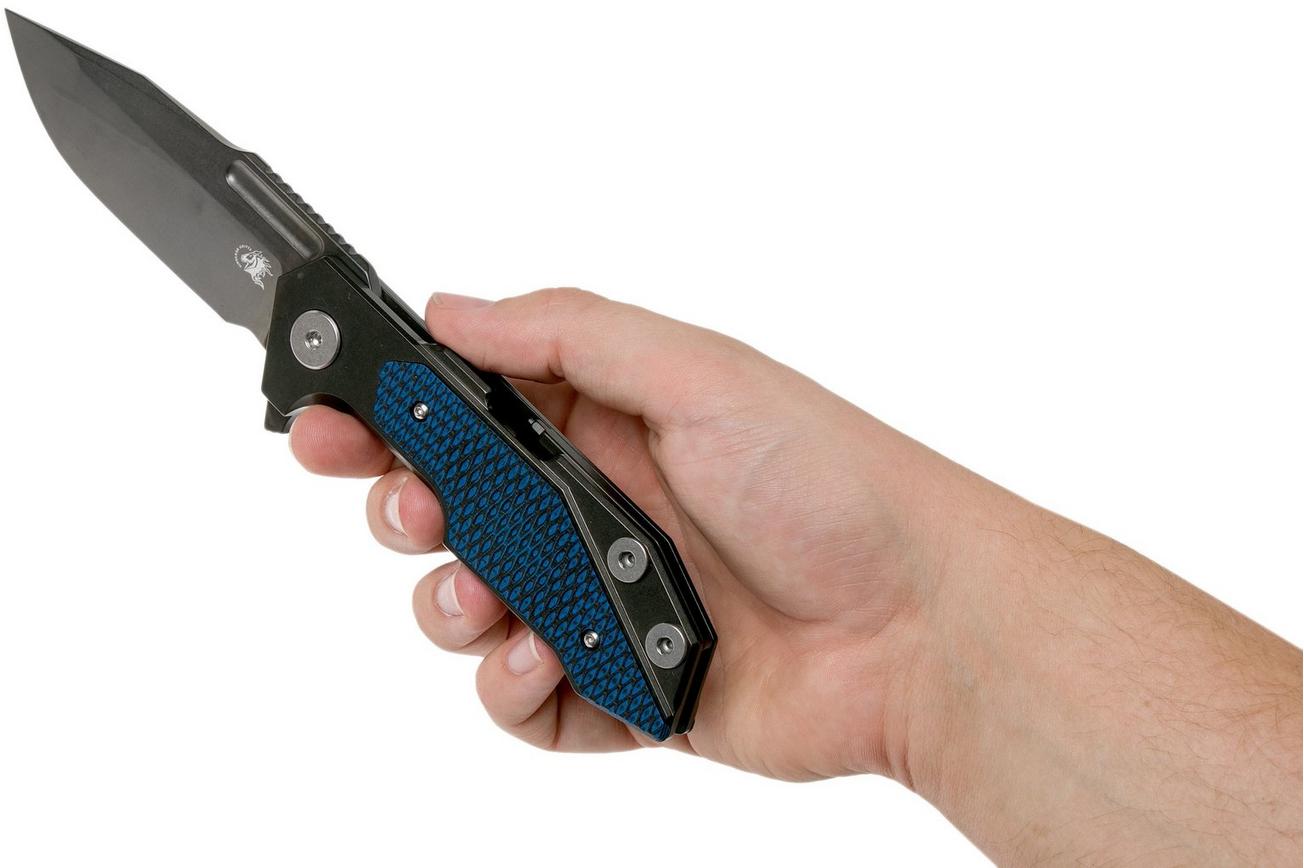 Rick Hinderer Fulltrack Spanto Black DLC S35VN Black/Blue G10 zakmes