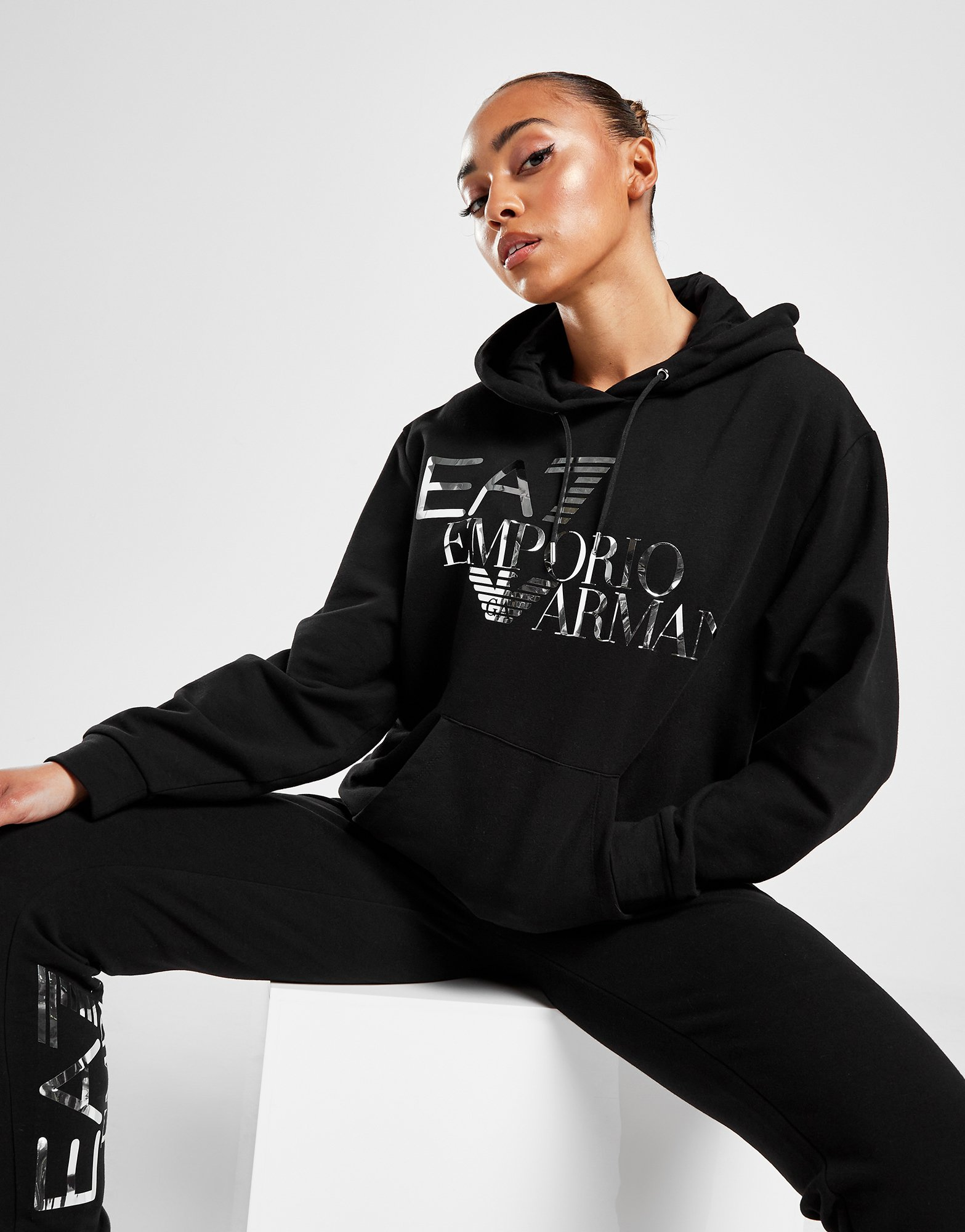 Emporio Armani EA7 Sweat à Capuche Logo Shine Femme