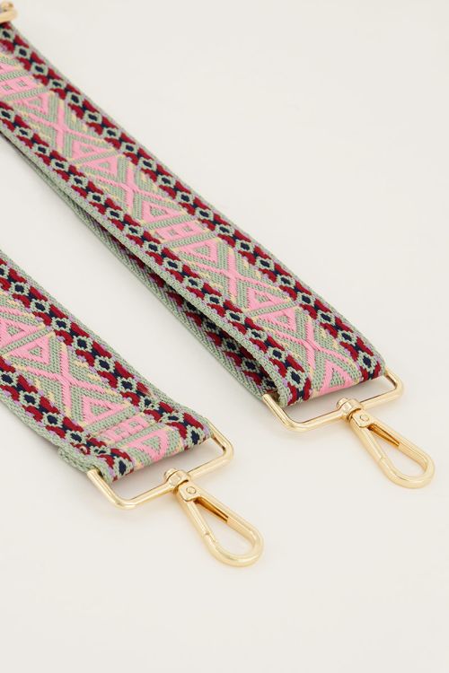Multikleur bag strap met ikat print