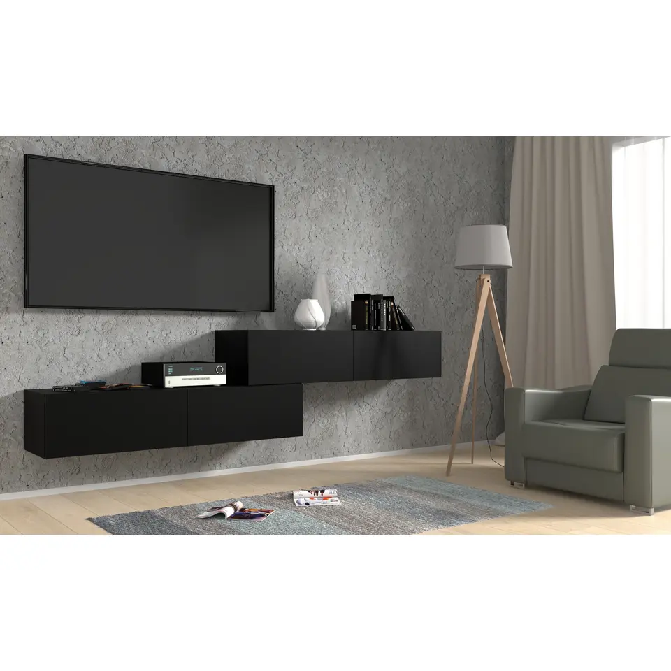 TV-meubel Bingo - zwart mat - 140x40x30cm