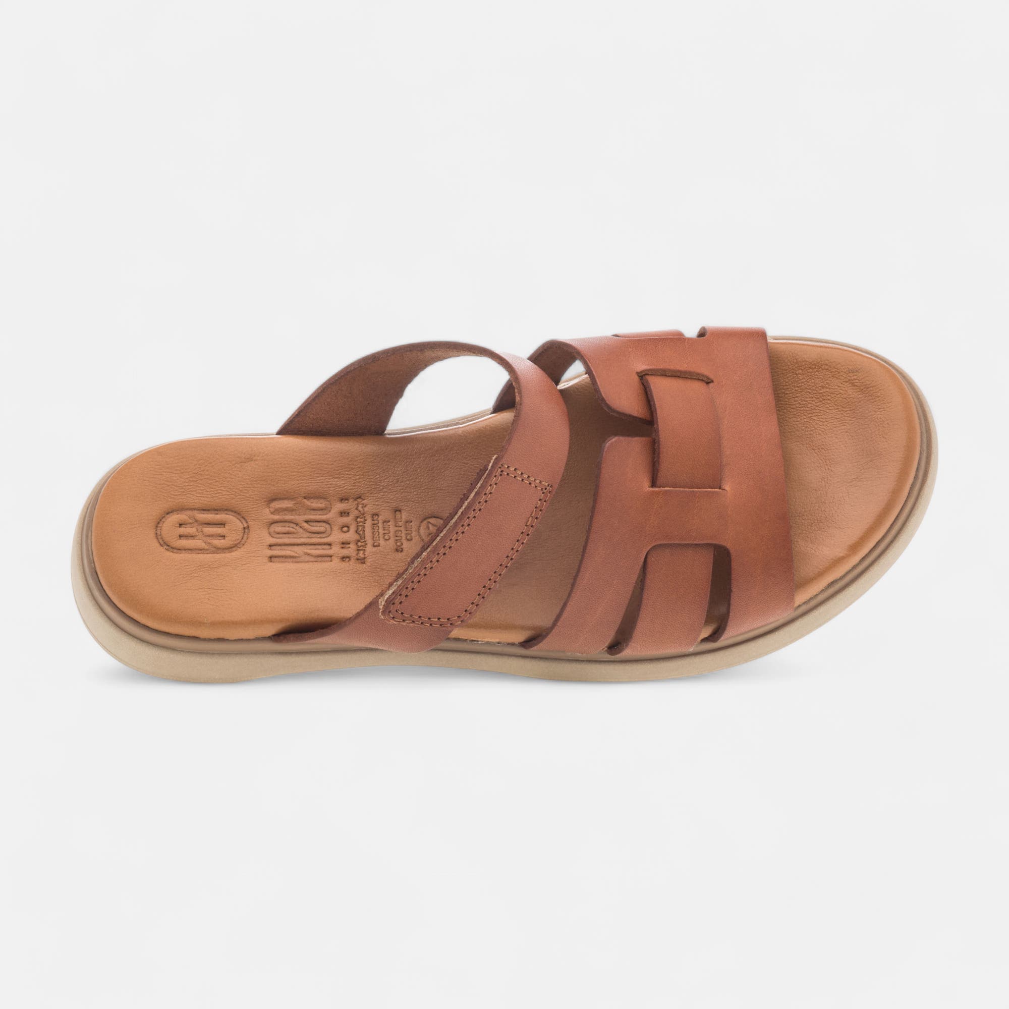 Mules Femme en cuir cognac