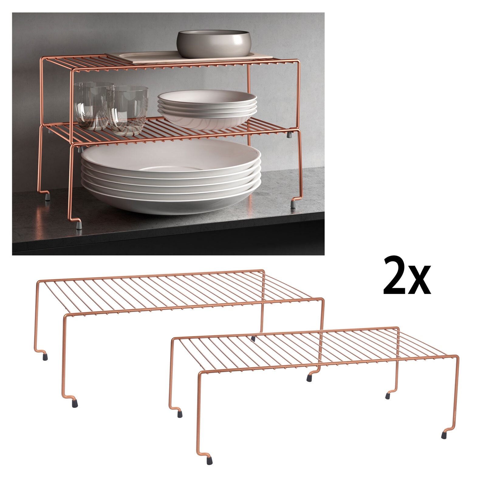 metaltex Schrankeinsatz BROOKLYN 2er Set kupferfarbig