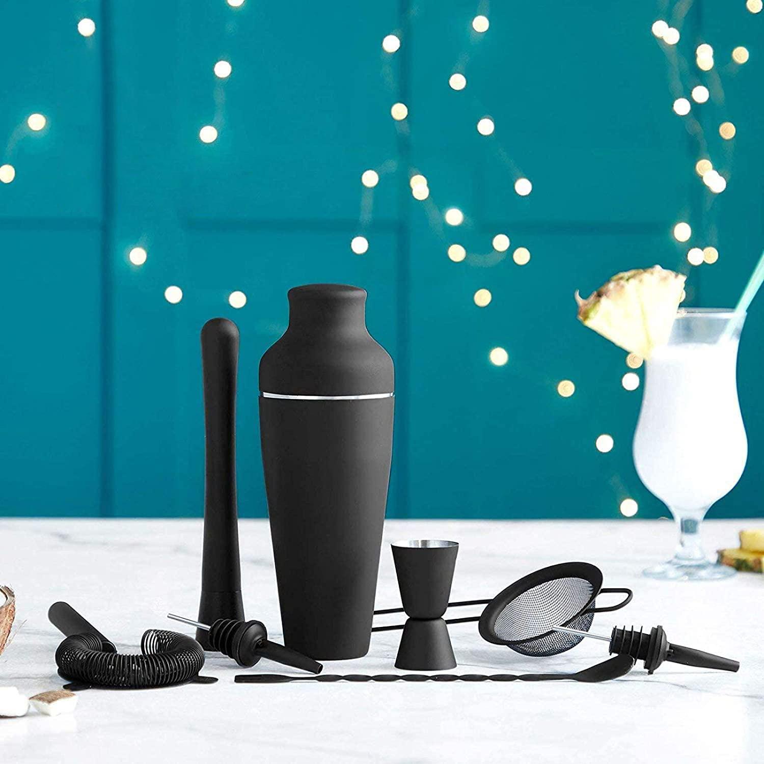 Cocktail-Shaker-Set, 8-teilig - Mattschwarz