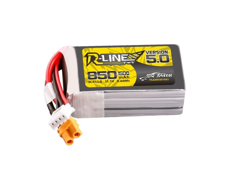 Tattu RC-Akku LiPo 850 mAh 11.1 V 150C R-Line V5.0 3S LiPo Akku für 3-5