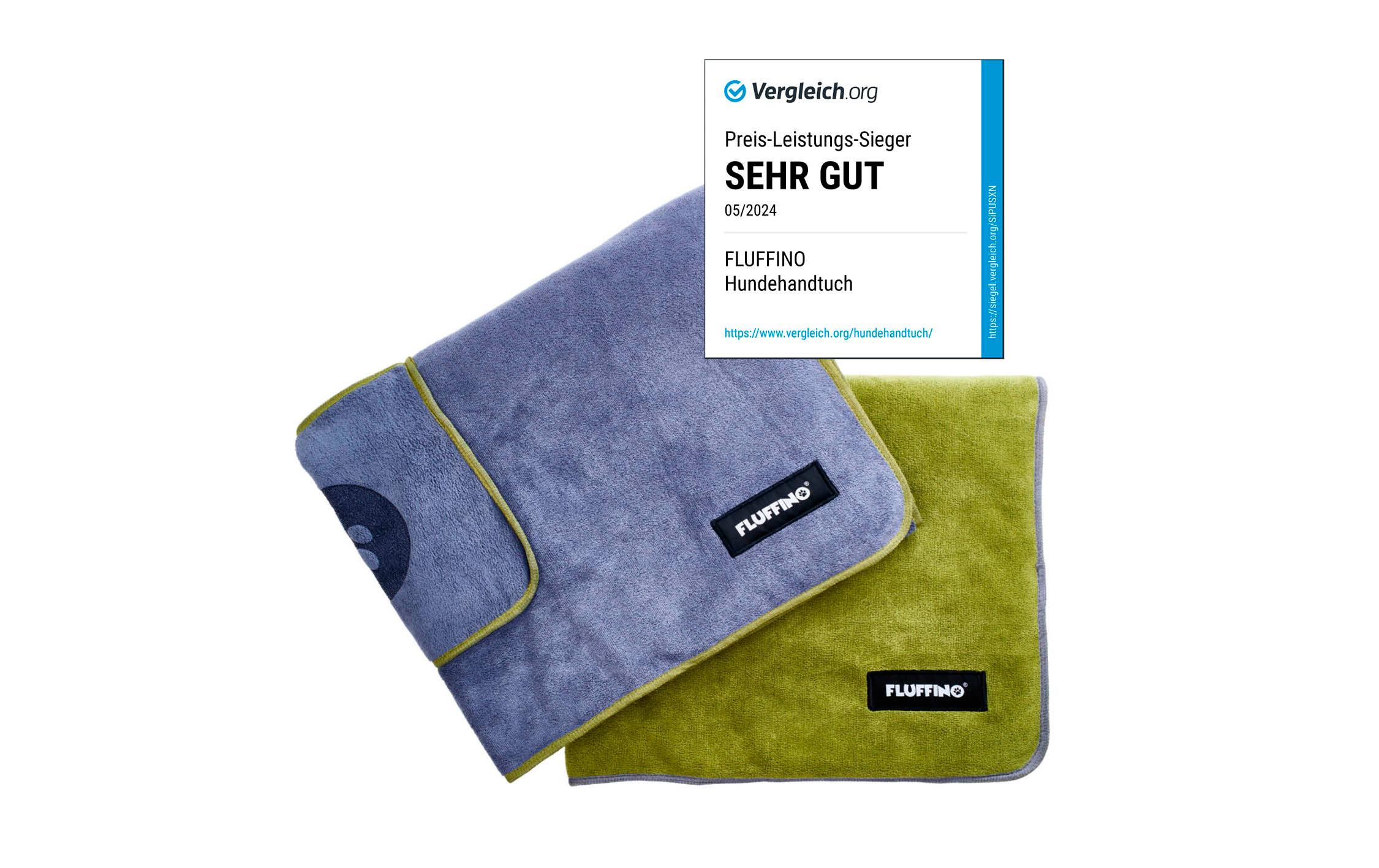 Hundehandtuch-Set, Grün / Blau, LMikrofasergewebe-Handtuch