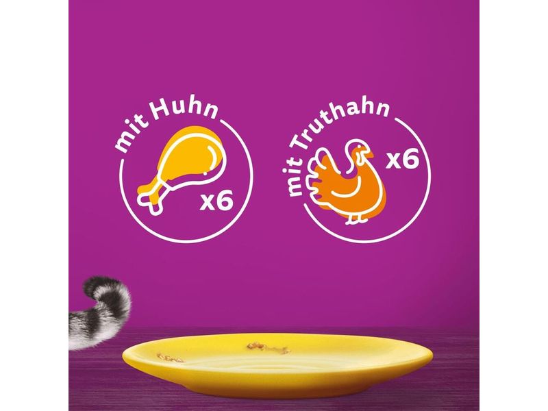 Whiskas Nassfutter Geflügel in Gelee 11 , 12 x 85g Alleinfuttermittel für ausgewachsene Katzen