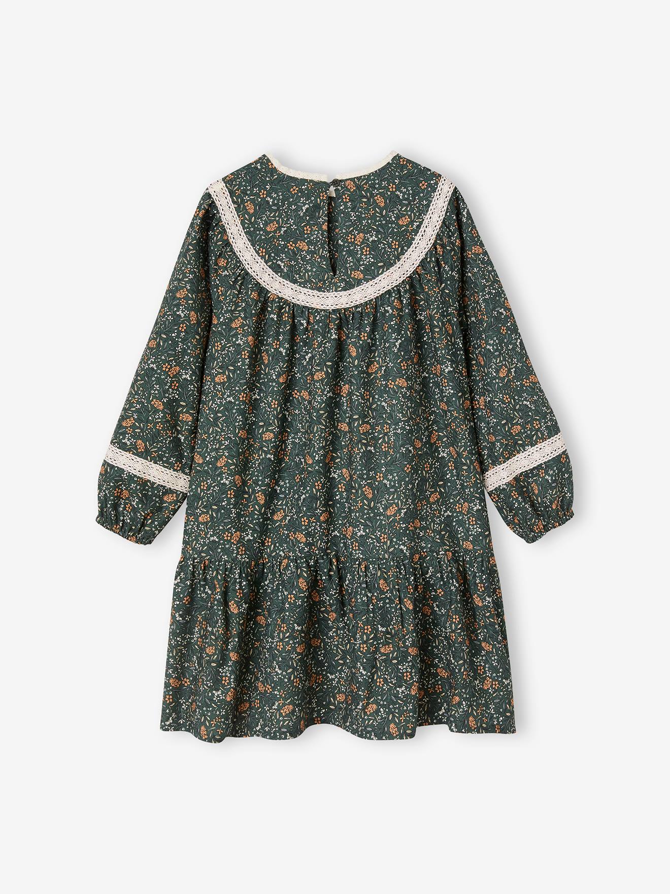 Vestido floral azul escuro para meninas