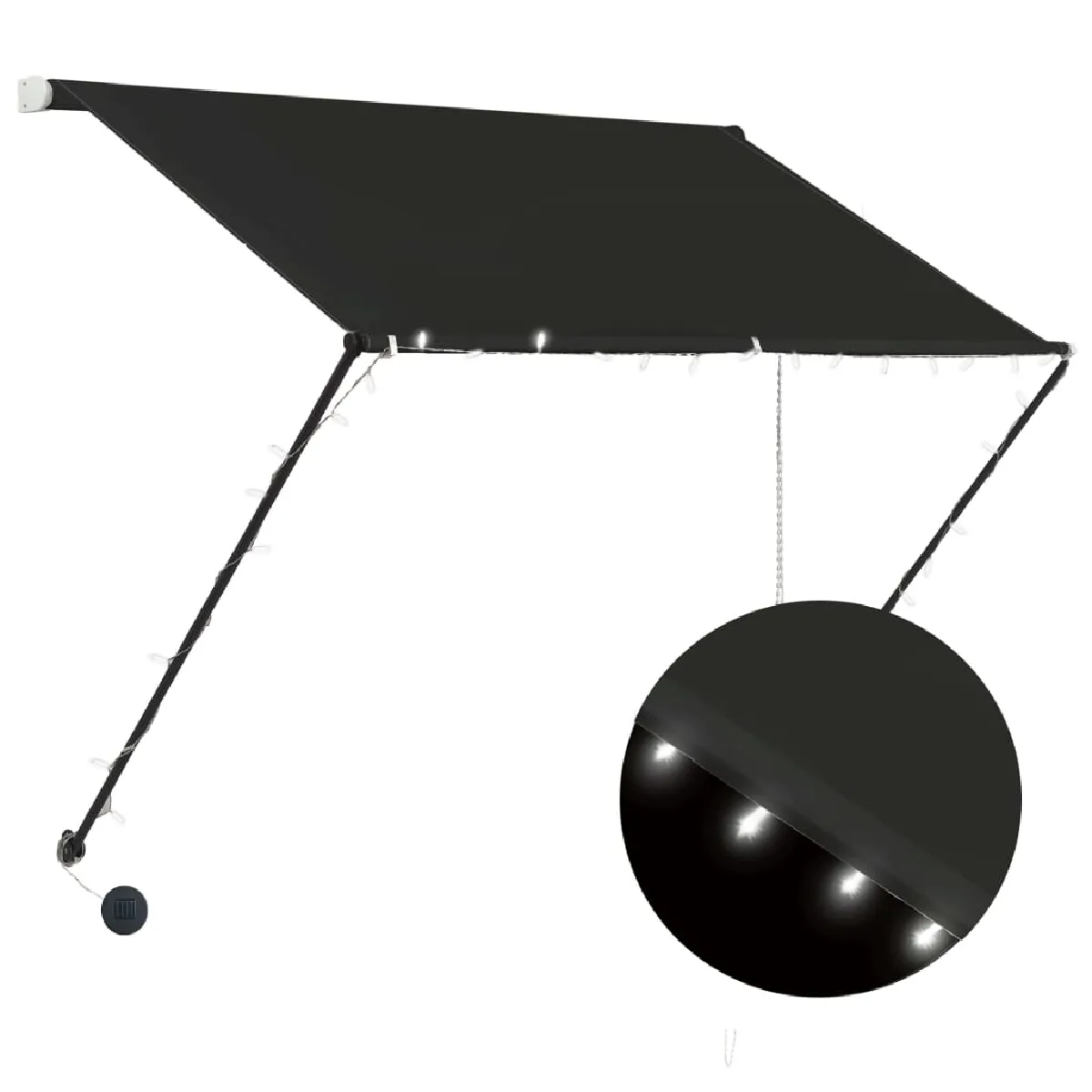 vidaXL Auvent avec LED 150x150 cm - Anthracite