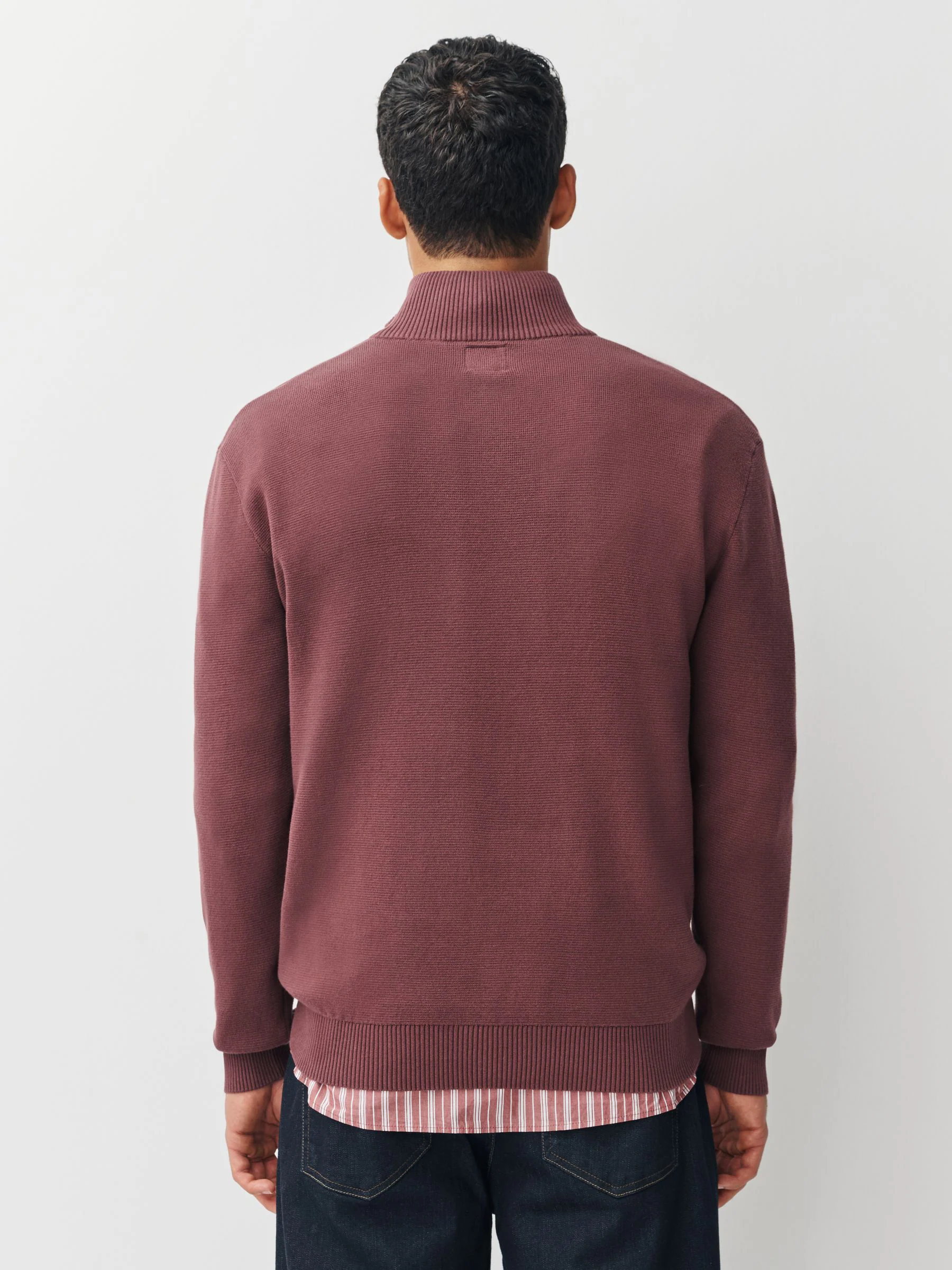 Roze - Effen - Regular fit 100% katoenen premium trui met korte rits