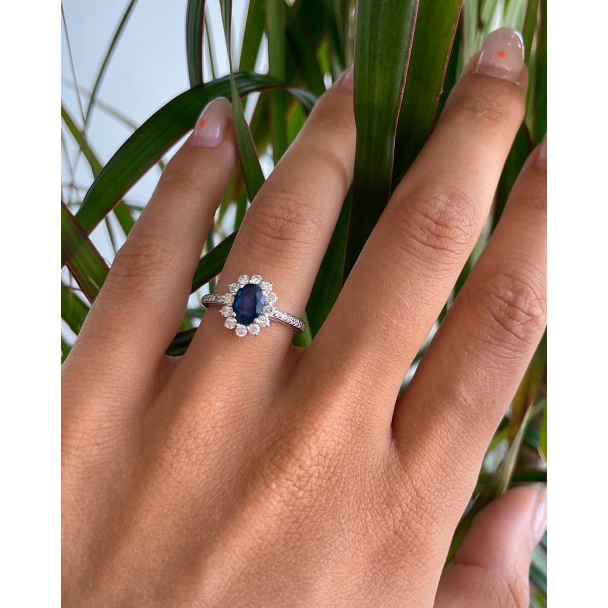 Bague ADEN Or 585 Blanc Saphir et diamants 2.92grs