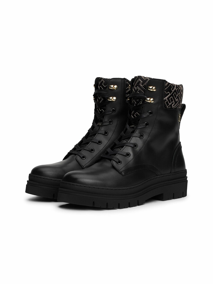 TOMMY HILFIGER<br>Botas de couro com cadarços