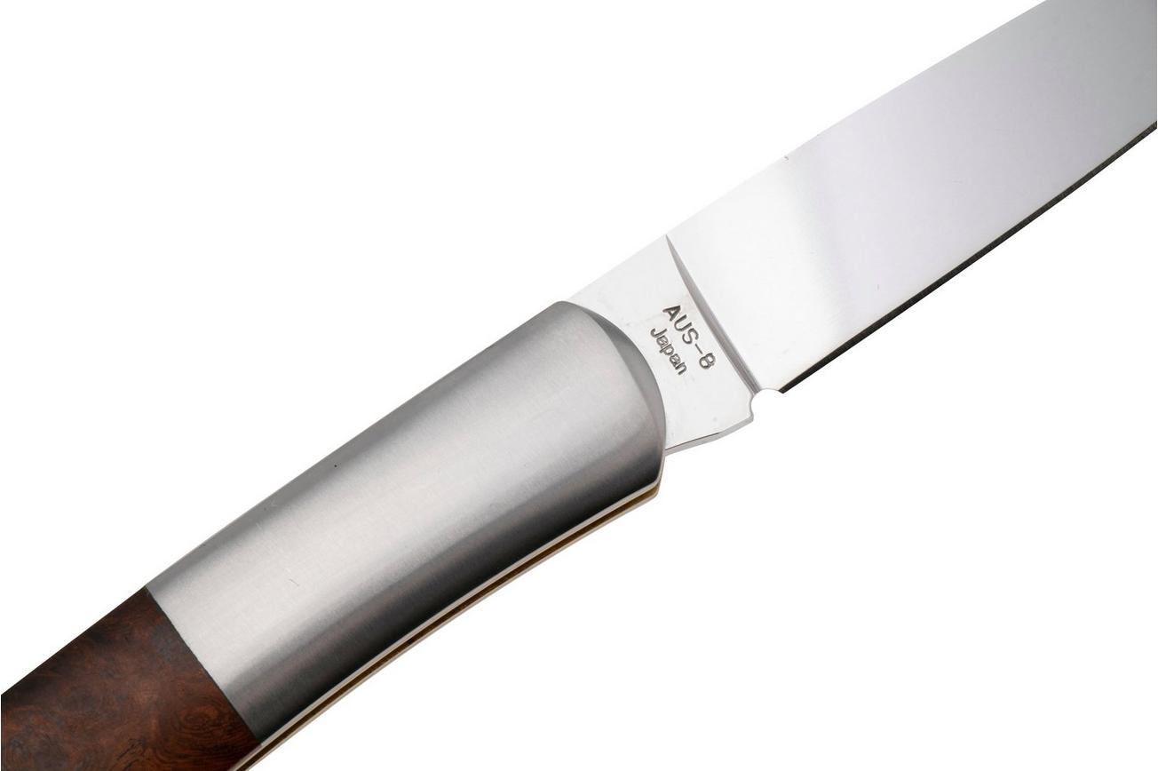 Moki Pliant Lockback 100J Polished AUS8, Quince Wood, zakmes