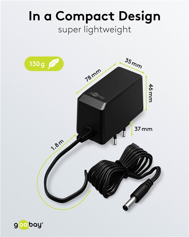 (27W/2.25A) Universal Ladegerät Netzteil AC/DC 12V (64979) - Schwarz