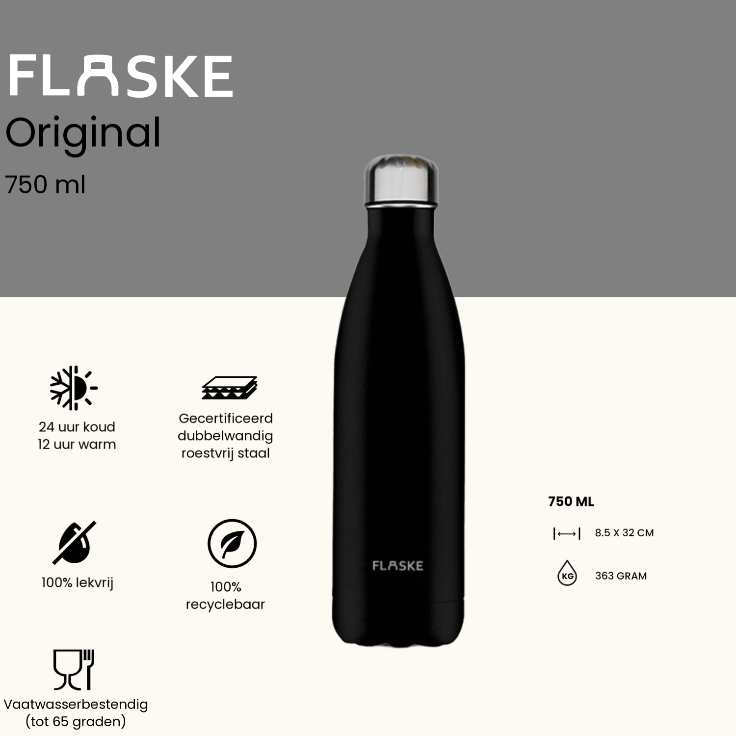 Flaske 750 ml  rvs drinkfles - night