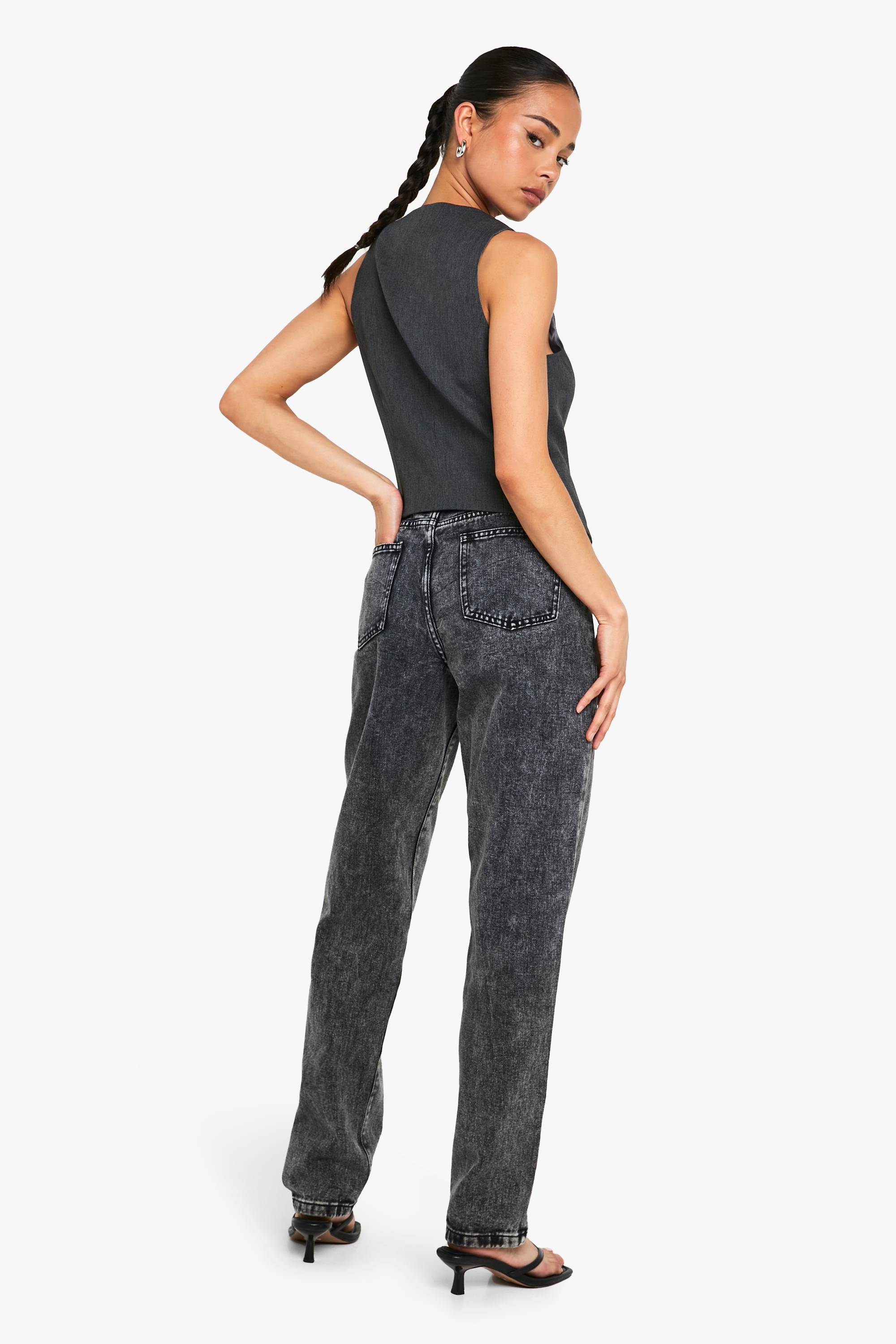 boohoo Boohoo Basics Jeans taille haute à jambe droite