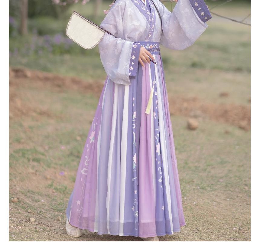Francoix - Hanfu-kostuumset met lange mouwen en kleurblokken
