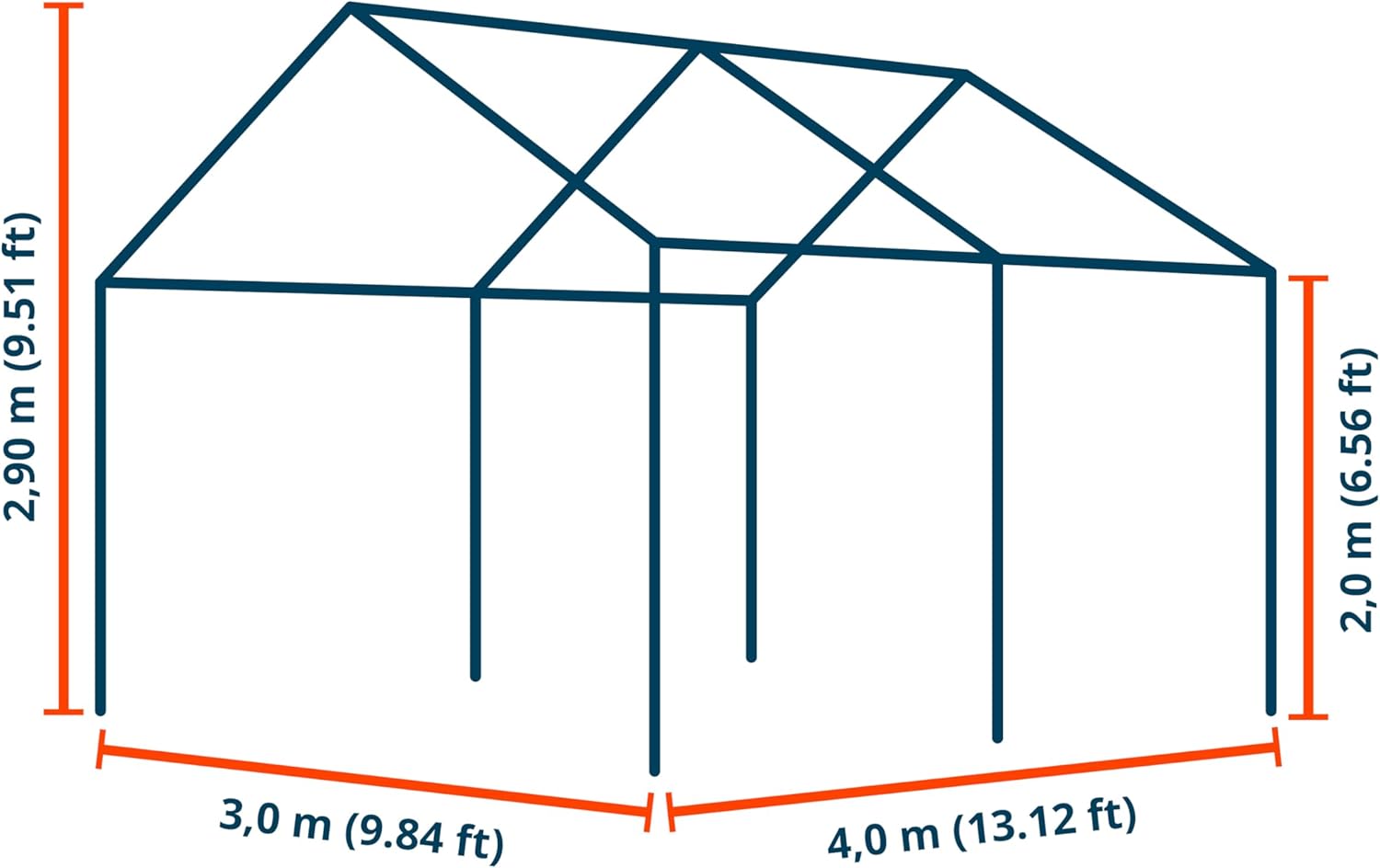 TOOLPORT Partyzelt Pavillon 3x4 m in weiß PE Plane 350 N Wasserdicht UV Schutz Festzelt Gartenzelt
