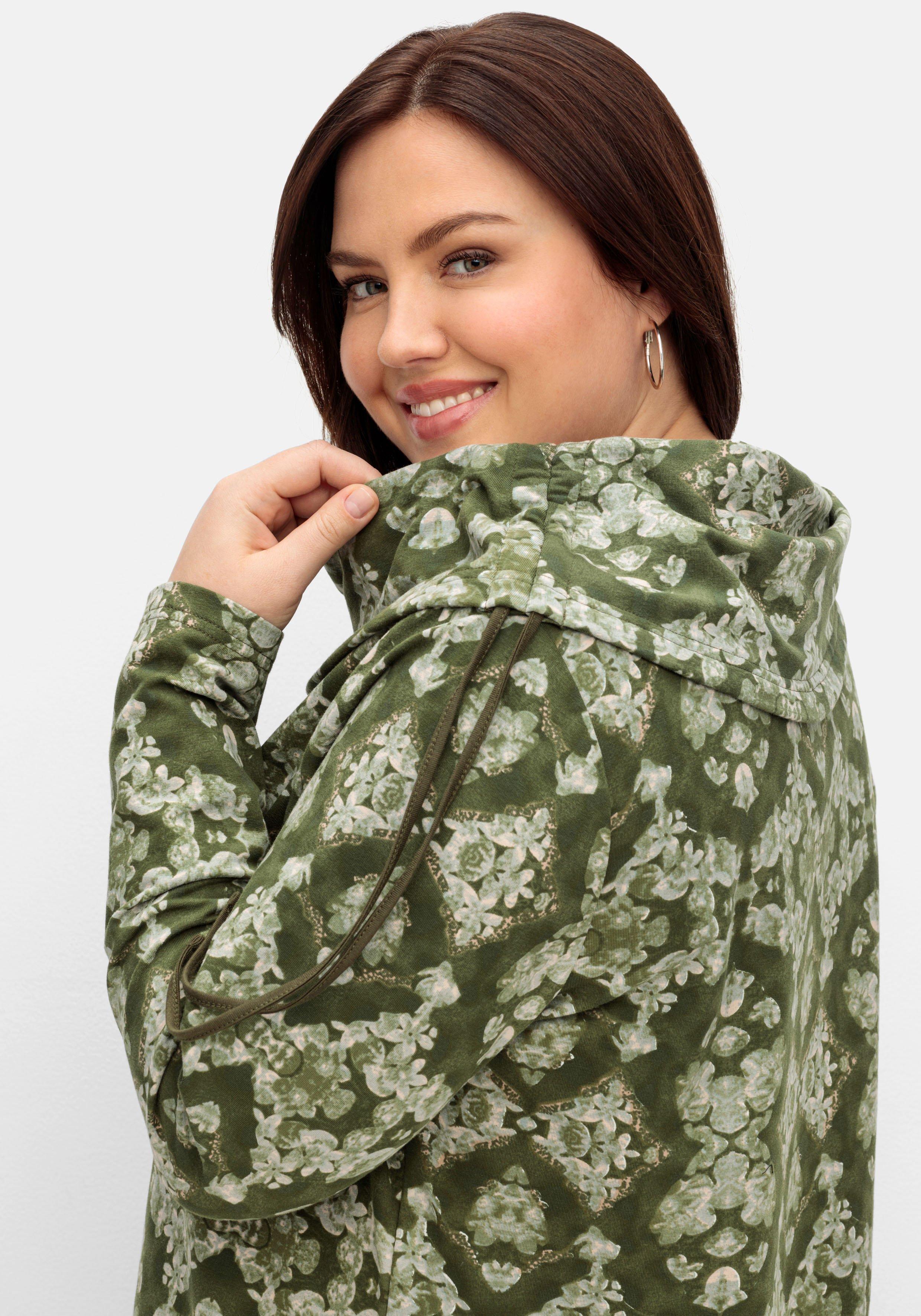 Sweatshirt mit Ornamentdruck und Kragen