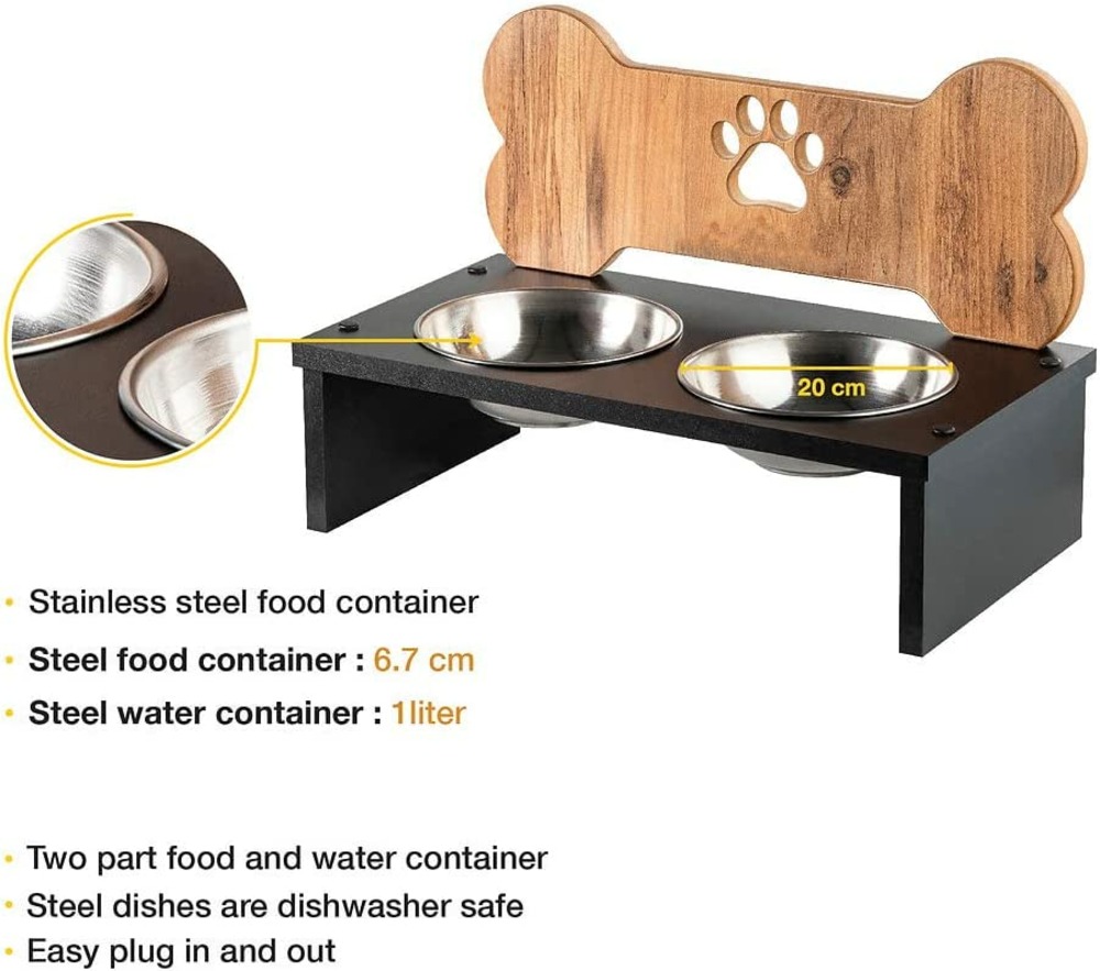 Double gamelle avec support pour chien (noir)