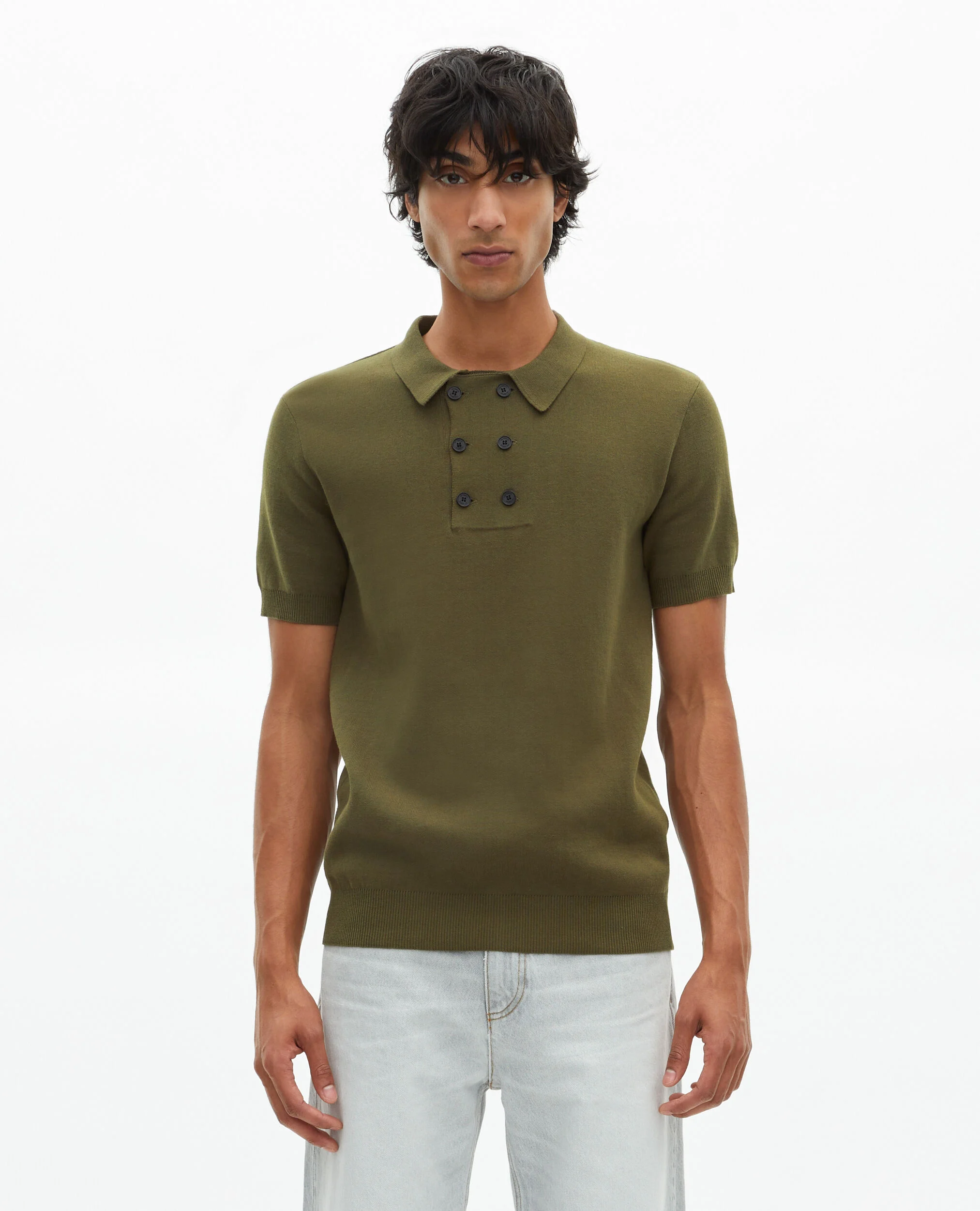 Pull en maille kaki