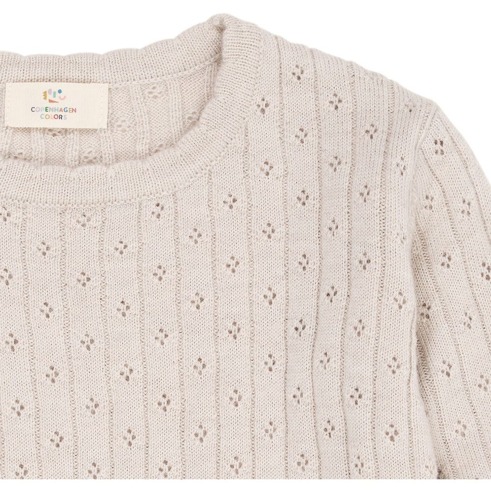 Køb Copenhagen Colors Pale Cream Melange Merino Classic Pointelle Bluse | Luksusbaby