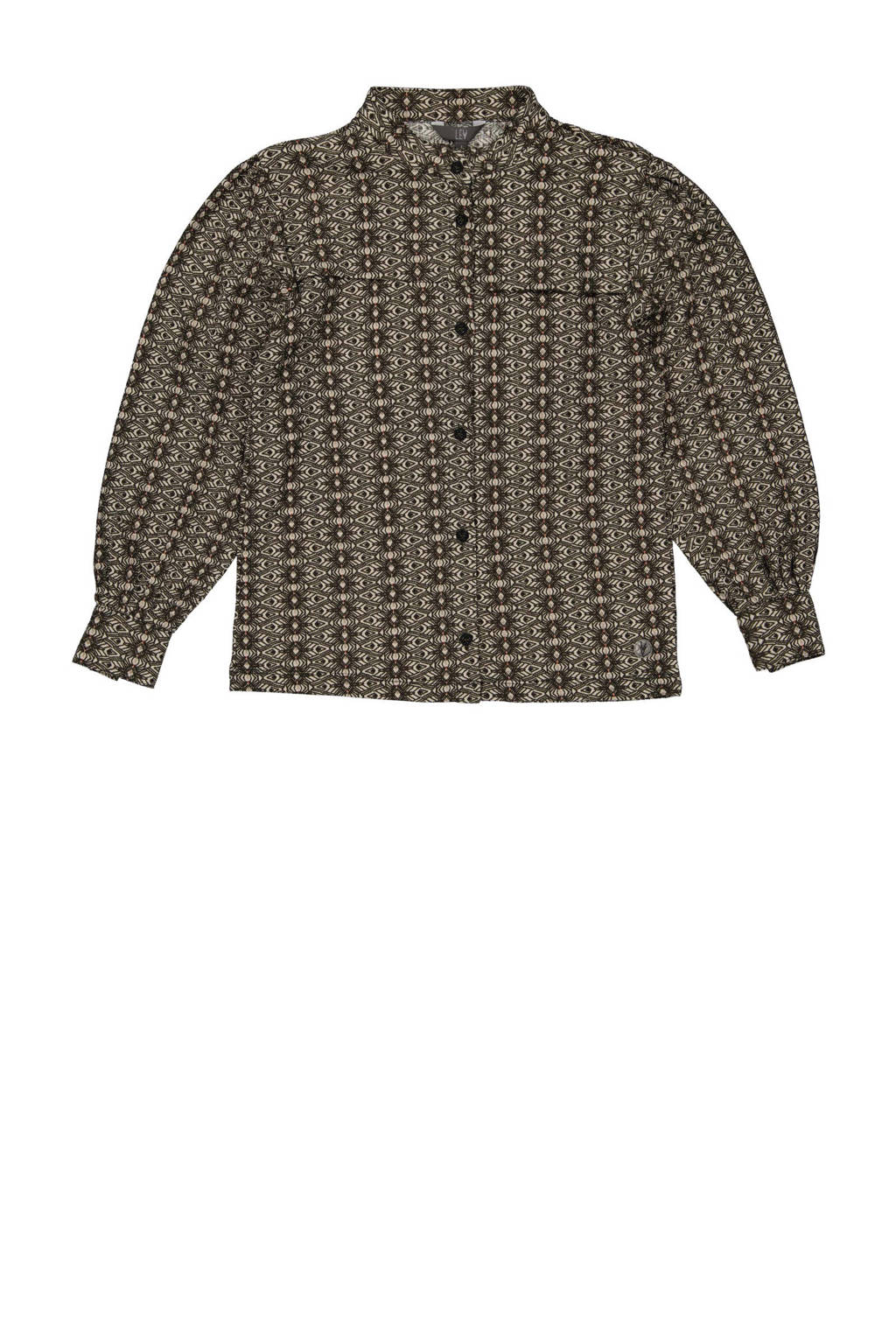 LEVV blouse NOELLE met all over print taupe/zwart