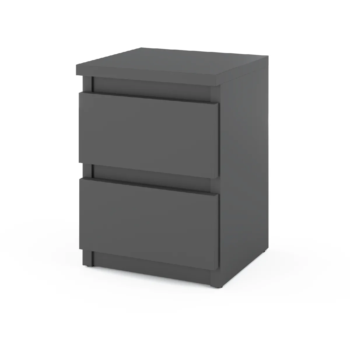 Table de chevet - Gris - 2 tiroirs - Design Moderne