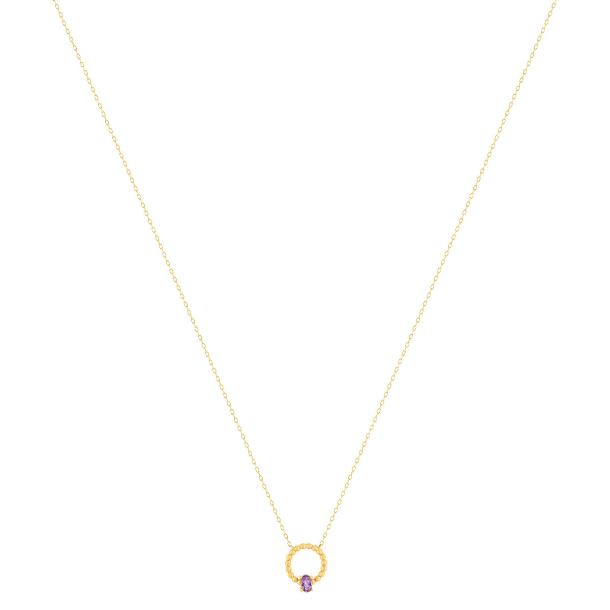 Collier or 375 jaune améthyste 43cm
