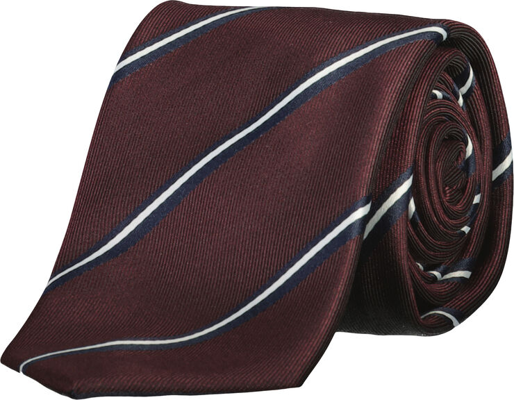 Lindbergh Polyester tie with stripe 7 cm Bordeaux