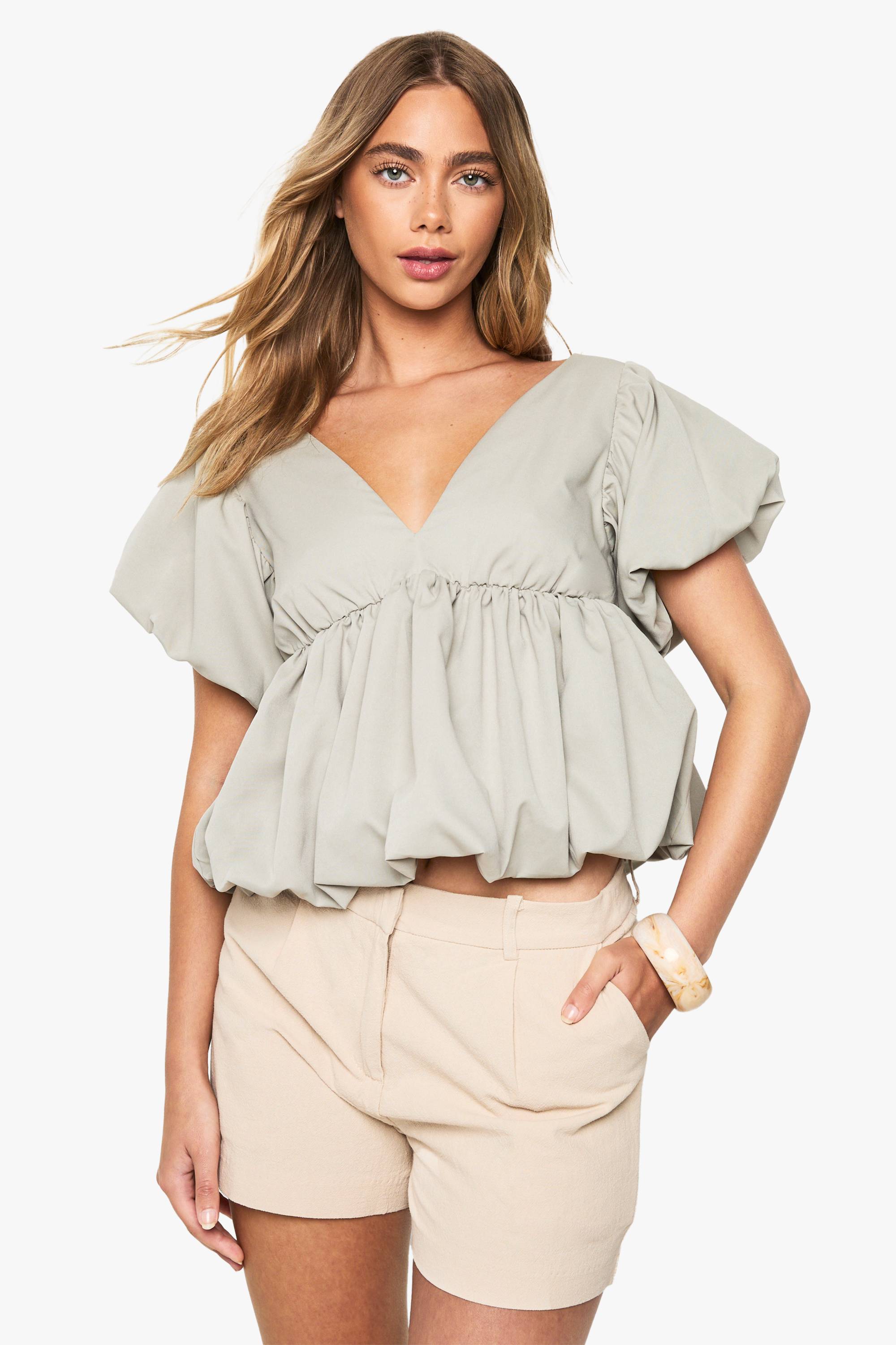 boohoo Top Popeline Puffball