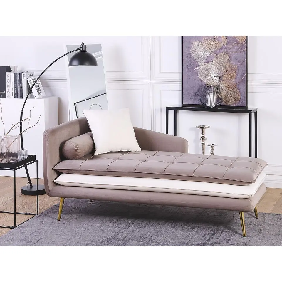 GONESSE - Chaise longue - Bruin - Linkerzijde - Polyester