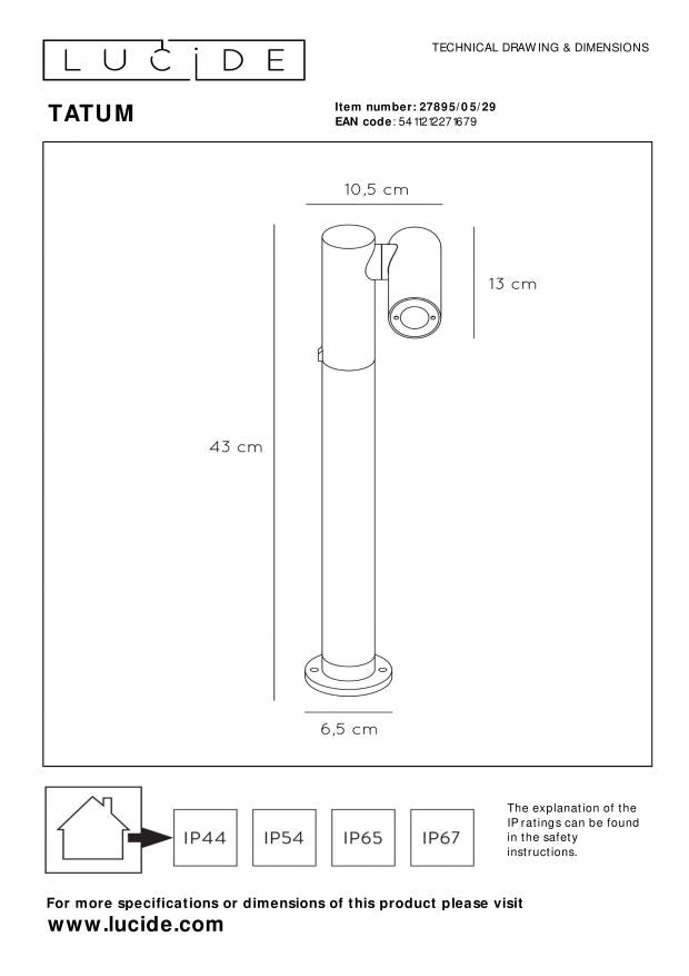 Tatum sokkellamp LED buiten IP65 zwart