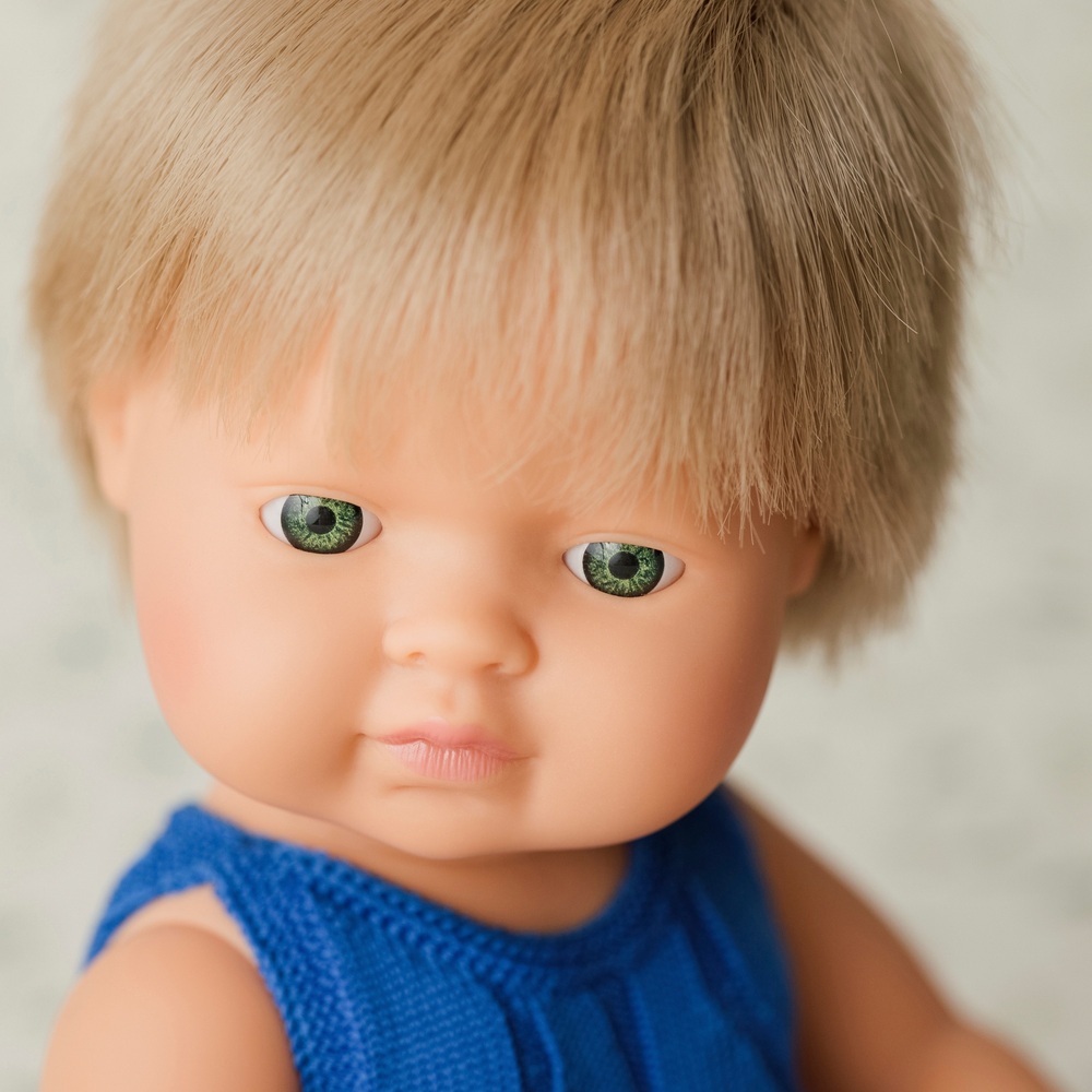 Miniland Lernpuppe Junge Dunkelblond 38cm