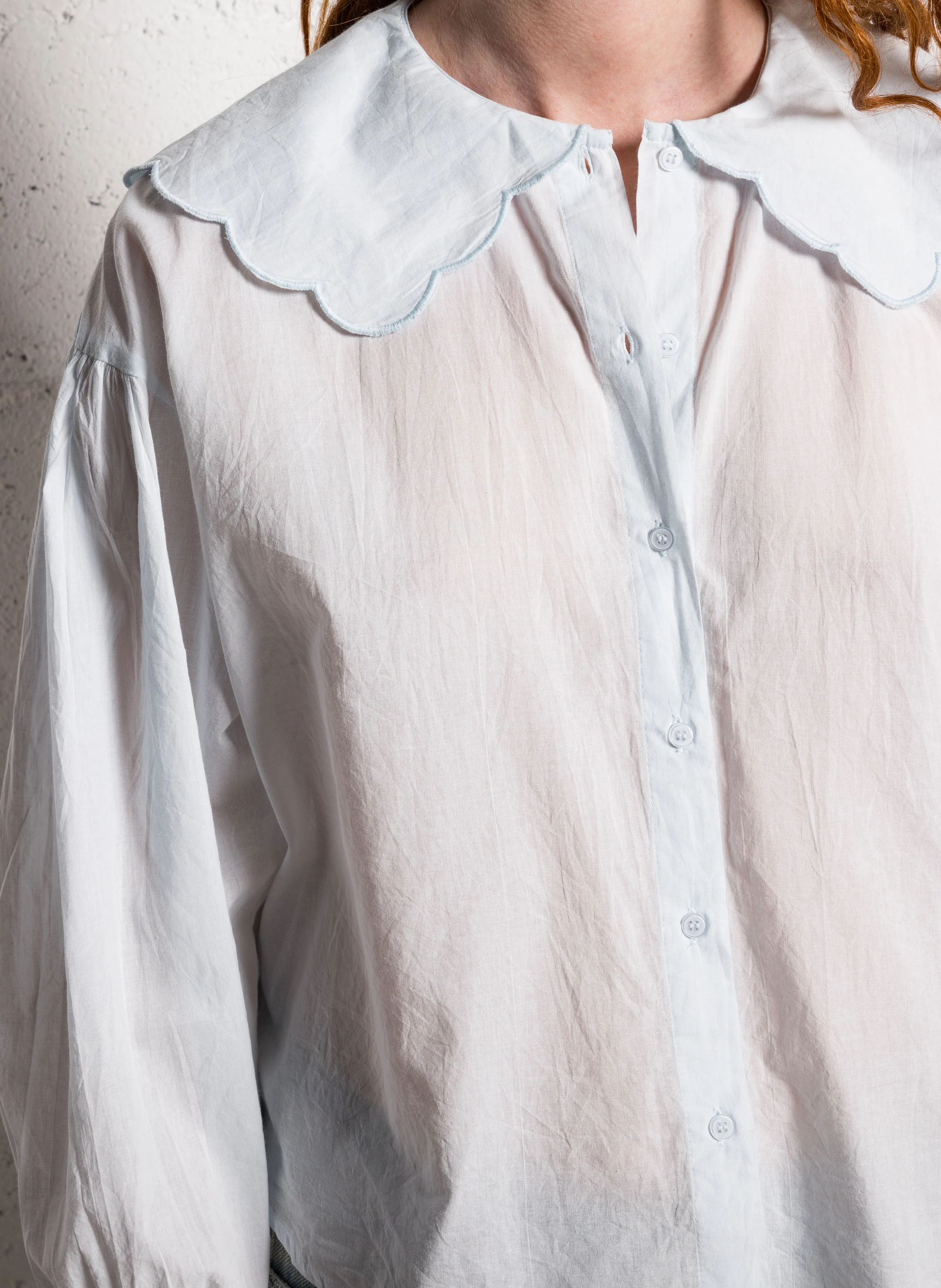 Chemise droite en coton | Bleu