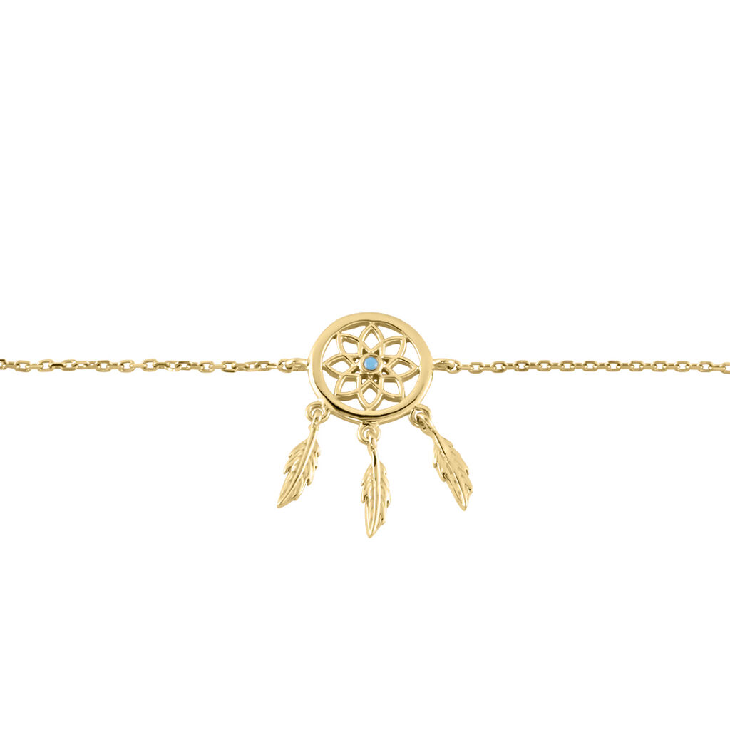 Bracelet Plaqué Or Jaune Attrape Rêves Turquoise Bleue