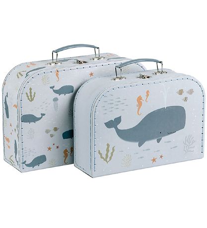 A Little Lovely Company Kufferts?t - 2 stk - 29x25,5 cm - Ocean