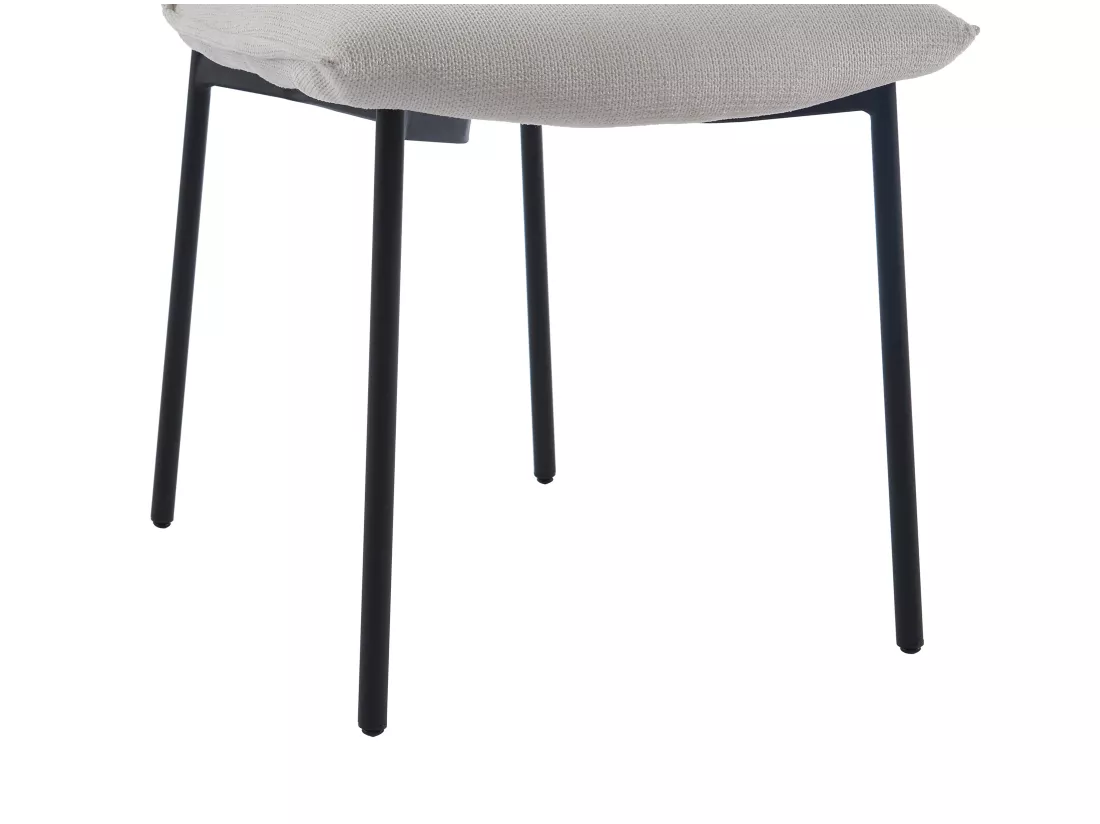 Lot de 2 chaises en tissu et métal noir - Crème - ETIVAL
