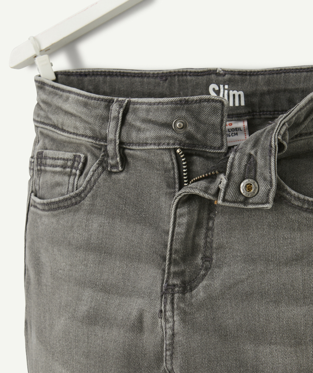 PANTALON SLIM GARÇON EN DENIM GRIS LOW IMPACT