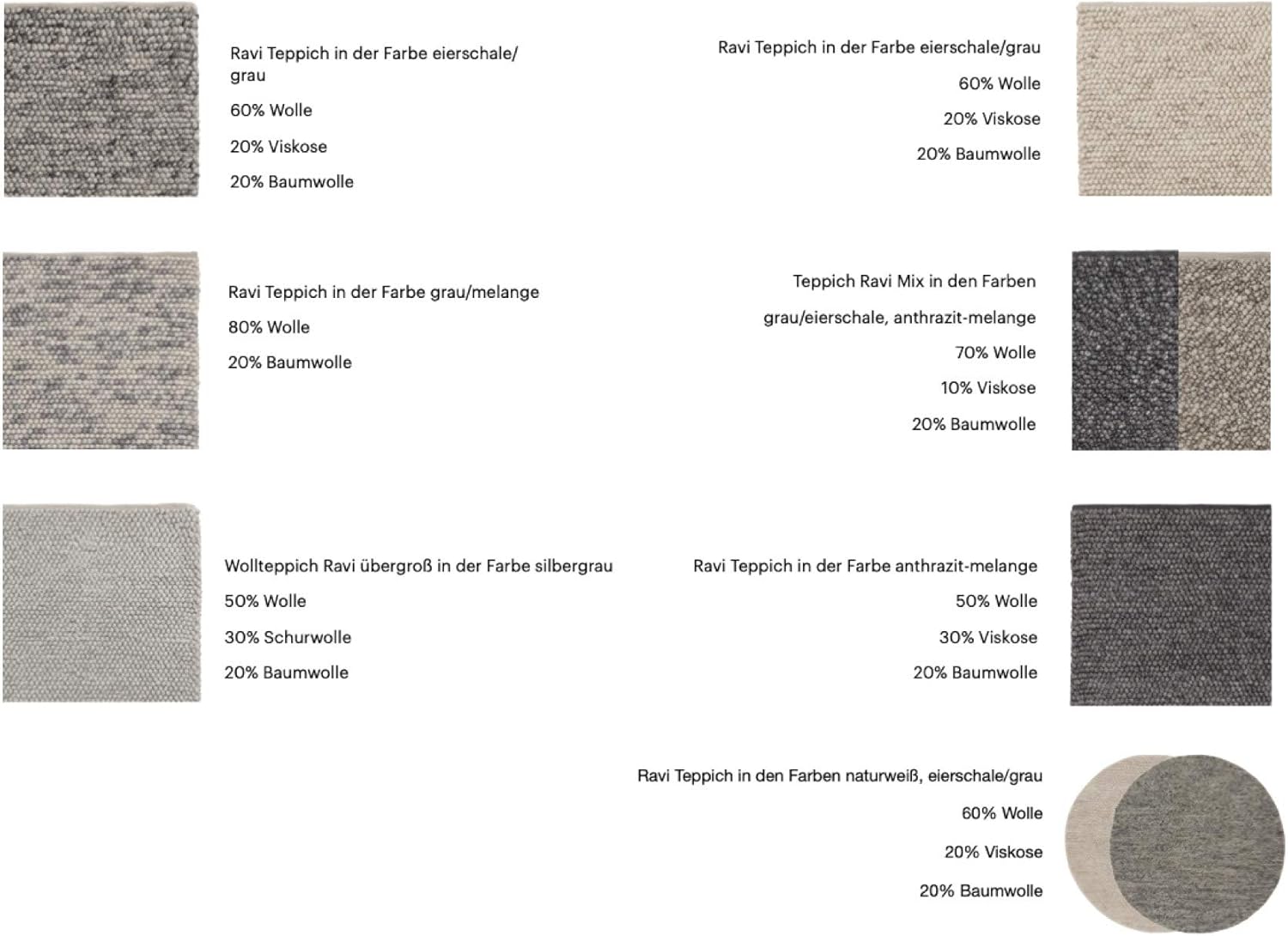 URBANARA Woll-Teppich Ravi 200x300 cm, Eierschale-Grau - Handgewebt, Skandinavisches Landhaus Design mit grober Struktur, Wohnzimmer Esszimmer Schlafzimmer, 70% Schurwolle