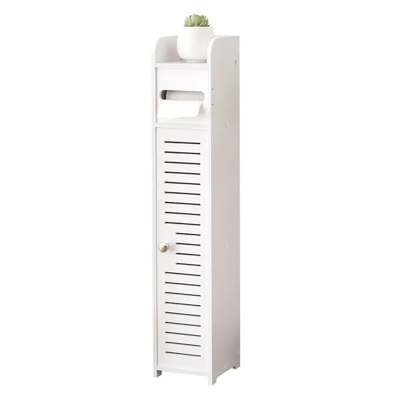 (80x15cm) 2in1 Holz Toiletten Papier Regal WC Papier Halterung mit Ablageflächen - Weiss