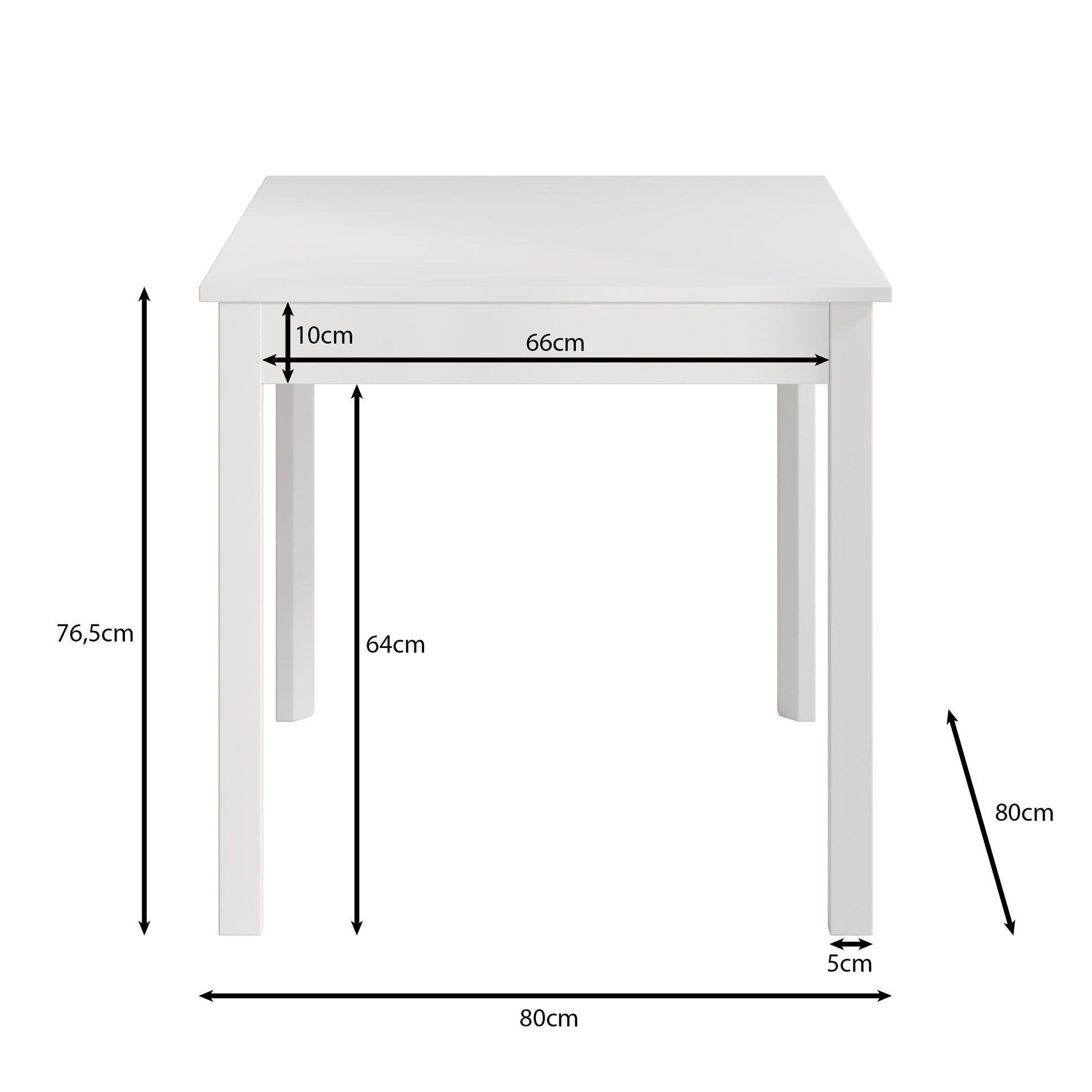 Steve - Eetkamertafel - Wit - 80x80x77 cm