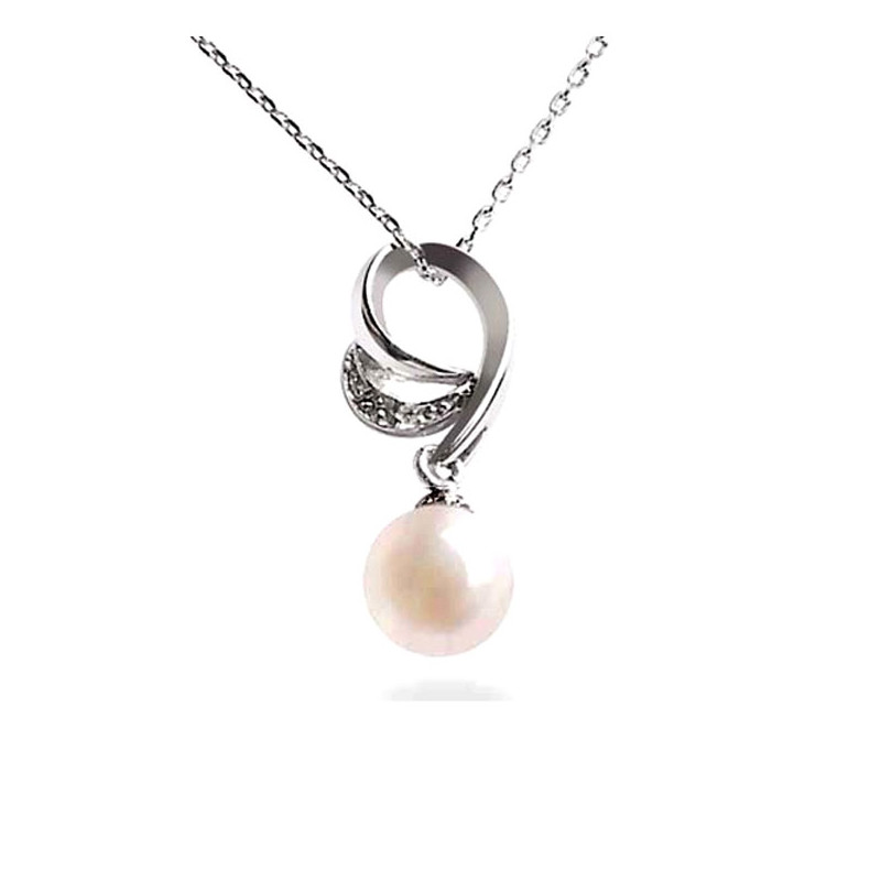 Pendentif Perle de culture Pierres Cz et Argent 925