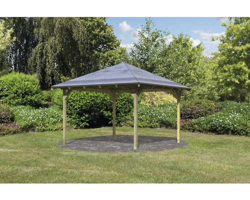 Karibu Eco Riesa paviljoen met kap, 314 x 314 cm, drukbehandeld