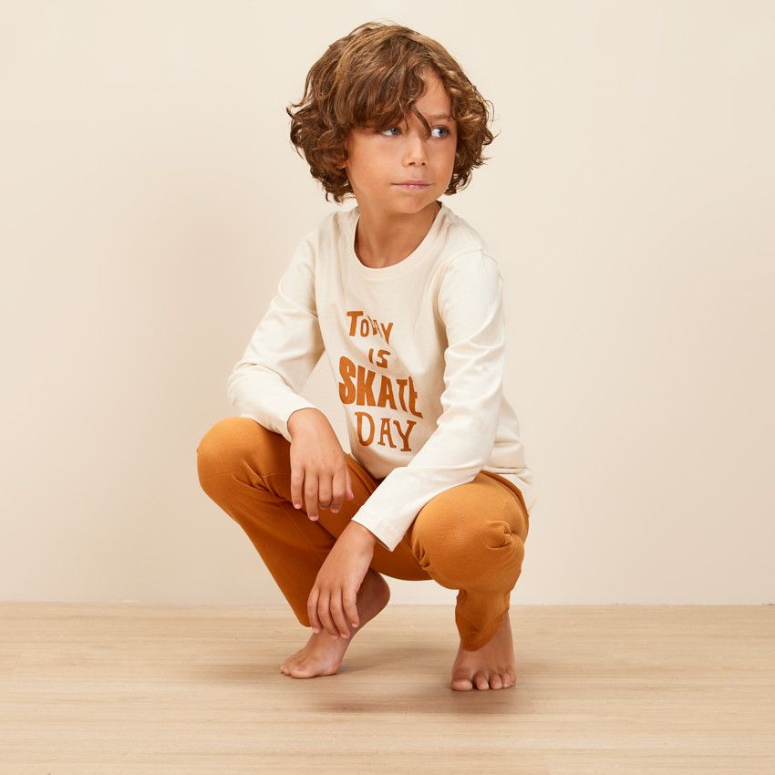 Pyjama long 2 pièces print fantaisie pour garçon - Marron