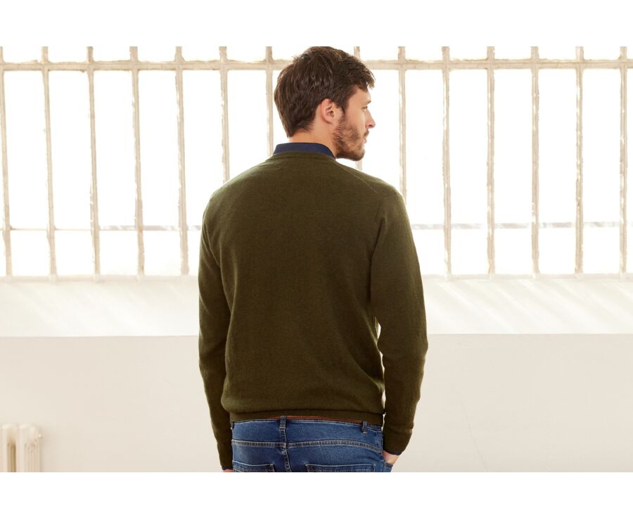 Pull homme laine col V Vert - ELIAN