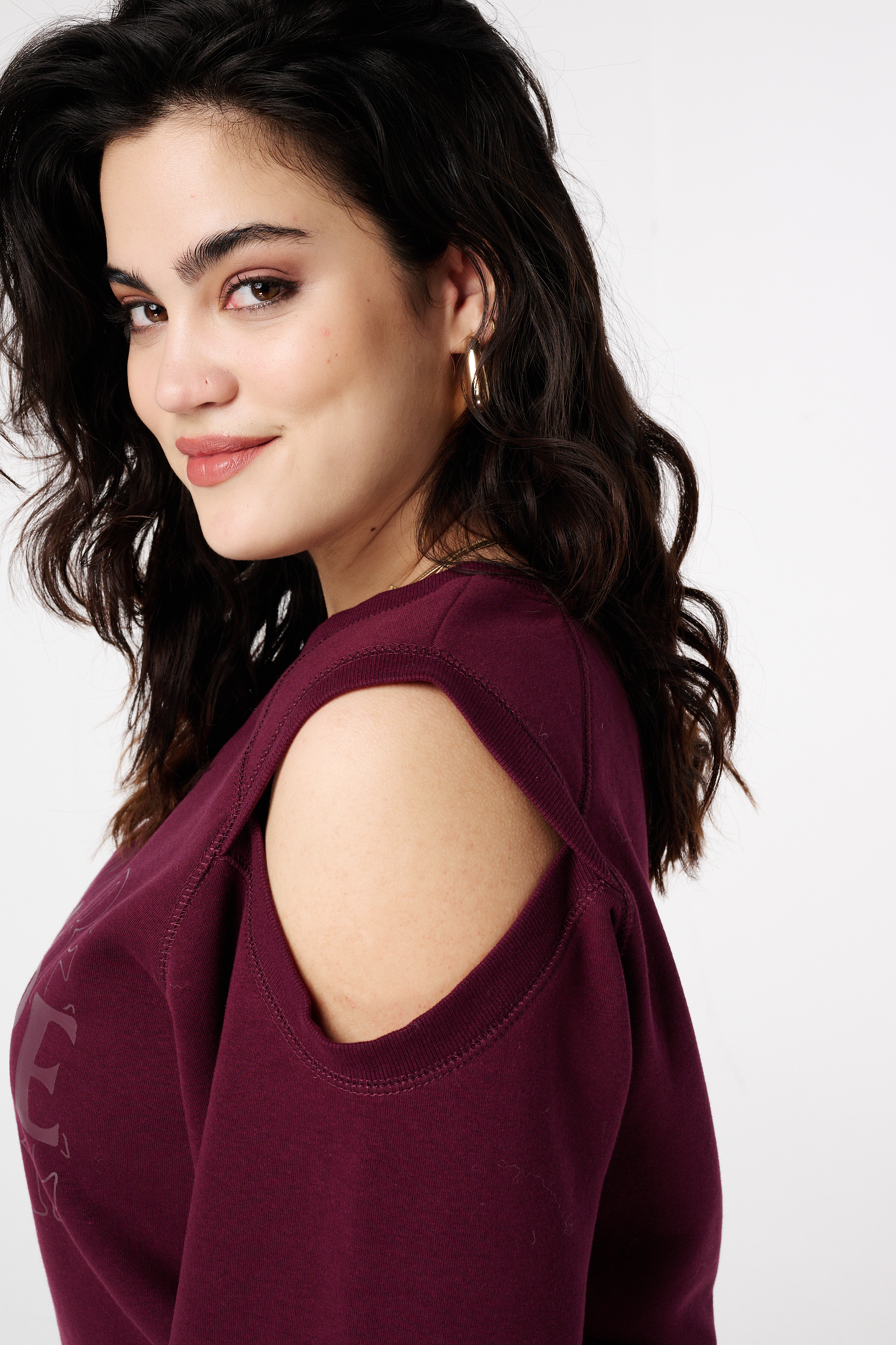 Sweater met cut-out schouder Bordeaux