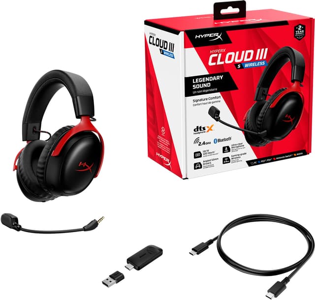 HyperX Cloud III S Trådløst gaming headset (sort/rød)