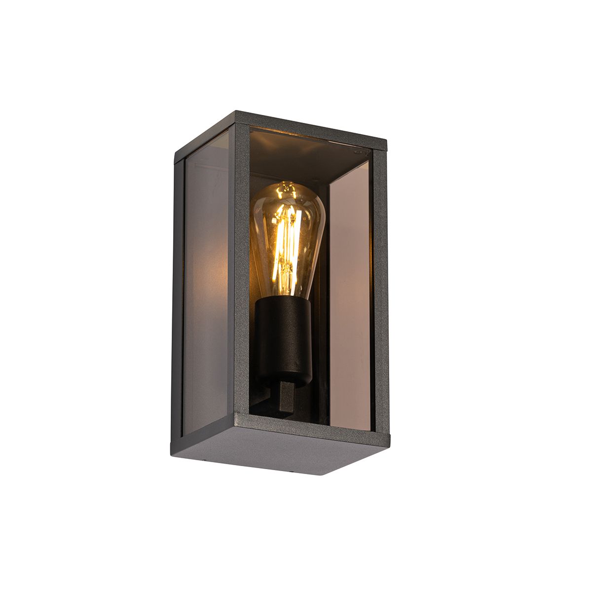 Buiten wandlamp zwart met smoke glas 26 cm IP44 - Charlois