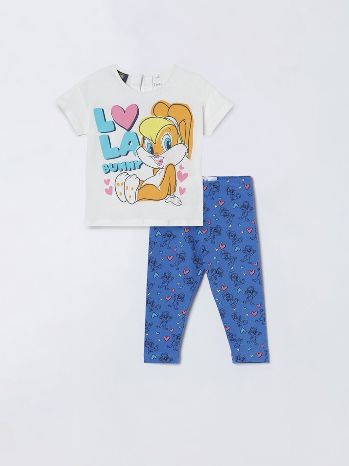Conjunto de camiseta e legging de duas peças - Azul Royal