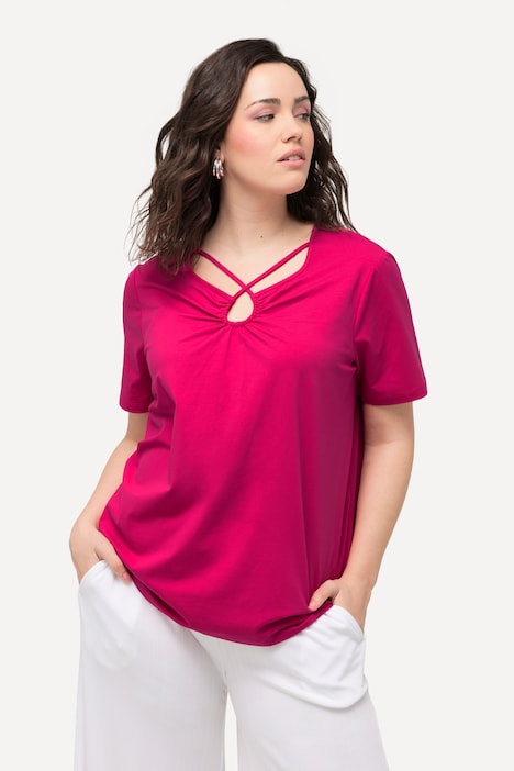 T-Shirt, Zierbänder, Cut-Out, Halbarm